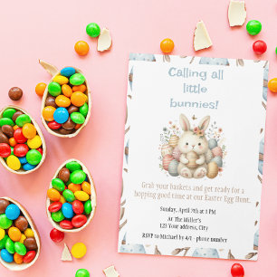 Invitación Cuta acuarela Bunny Easter Egt Hunt