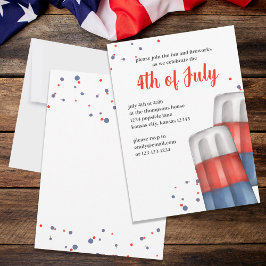 Invitación Cuta acuarela Color rojo Blanco Azul 4 de julio