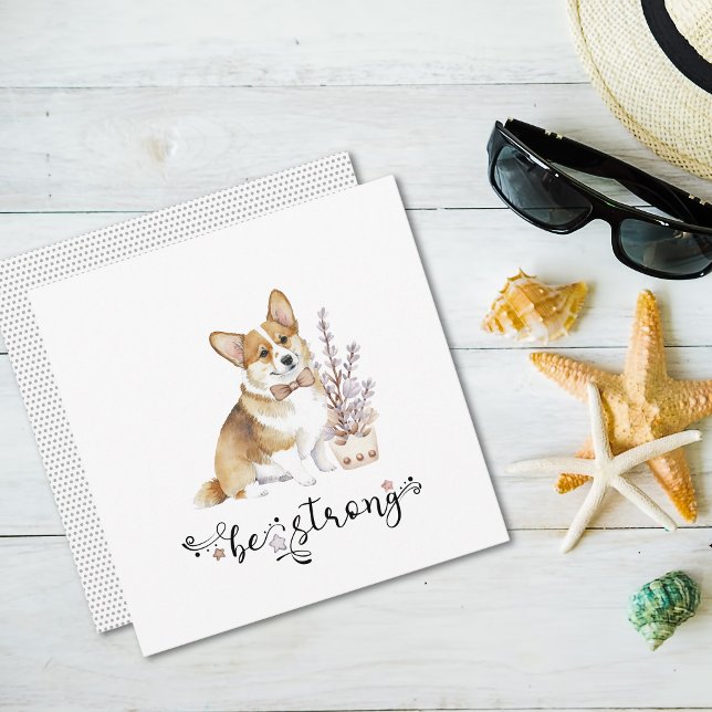Invitación Cuta acuarela Corgi Ser fuerte caligrafía (Subido por el creador)