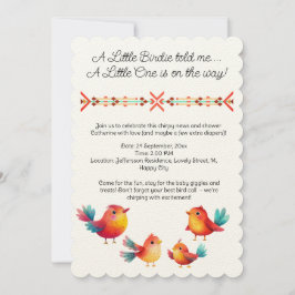 Invitación Cuta acuarela De Baby Shower Con Temas De Aves