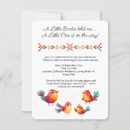 Invitación Cuta acuarela De Baby Shower Con Temas De Aves