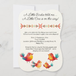 Invitación Cuta acuarela De Baby Shower Con Temas De Aves