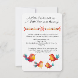 Invitación Cuta acuarela De Baby Shower Con Temas De Aves