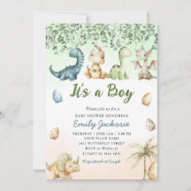 Cuta acuarela Dinosaurio 'It's a Boy' Baby Shower