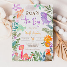 Cuta acuarela dinosaurios vegetación niño ducha be