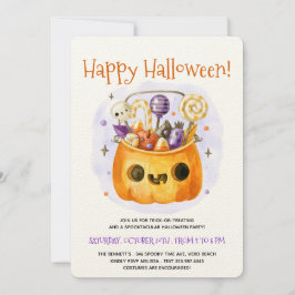 Invitación Cuta acuarela Fiesta mínima de Halloween para adul