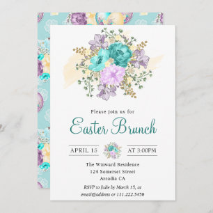 Invitación Cuta acuarela Floral Chick en Huevo Brunch de Pasc