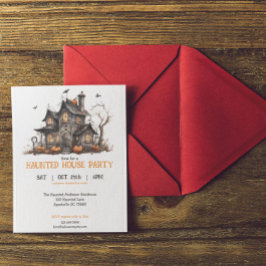 Invitación Cuta acuarela Hauned House Halloween Party