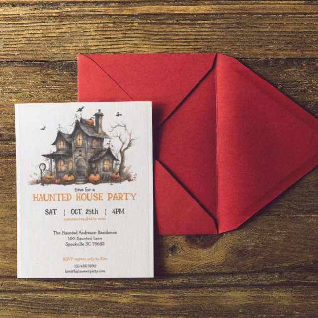 Invitación Cuta acuarela Hauned House Halloween Party (Subido por el creador)