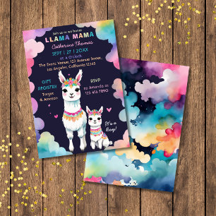 Invitación Cuta acuarela llama a mamá Baby Shower mexicano