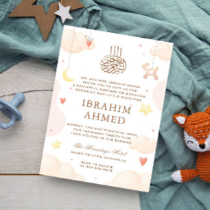 Invitación Cuta acuarela Neutral Aqiqa Aqeqa Bebé
