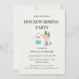 Invitación Cuta acuarela nueva casa Fiesta de calentamiento d