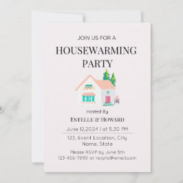 Invitación Cuta acuarela nueva casa Fiesta de calentamiento d