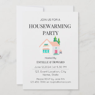 Invitación Cuta acuarela nueva casa Fiesta de calentamiento d