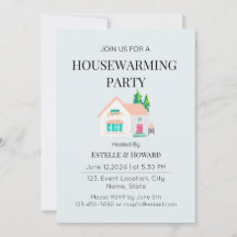 Cuta acuarela nueva casa Fiesta de calentamiento d