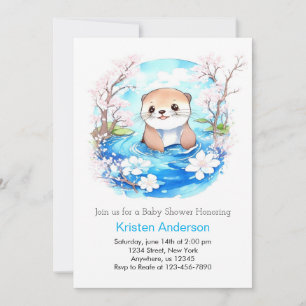 Invitación Cuta acuarela Otter Baby Shower