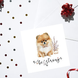 Invitación Cuta acuarela Pomerania Ser fuerte caligrafía