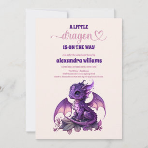 Invitación Cuta acuarela Purple Dragon Baby Shower
