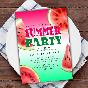 Invitación Cuta acuarela sandía Fiesta de verano