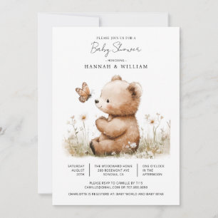 Invitación Cuta acuarela Teddy Bear Baby Shower