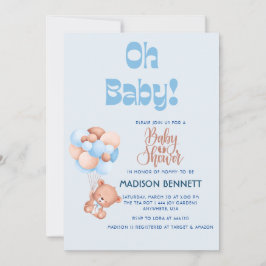 Invitación Cuta color de agua personalizado Teddy Bear Boy Du