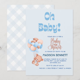 Invitación Cuta color de agua personalizado Teddy Bear Boy Du