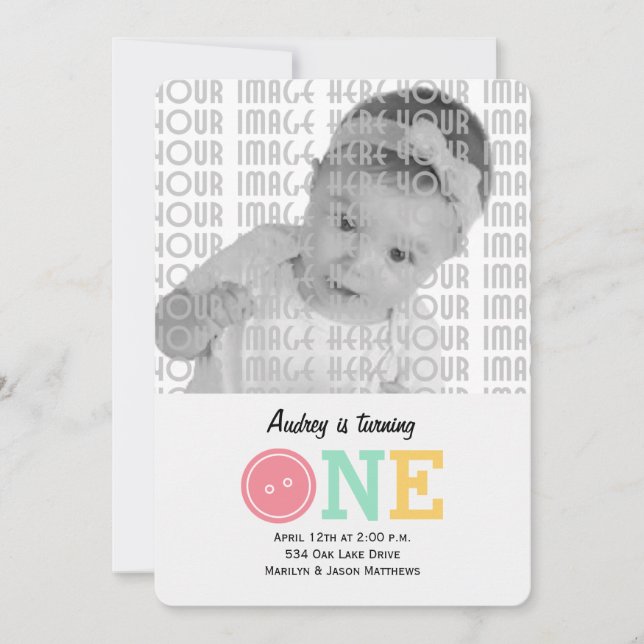 Invitación Cuta como botón (rosado) (Anverso)