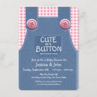 Cuta como Denim de botón y Rosa