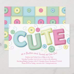 Invitación Cuta como un Baby Shower de botón