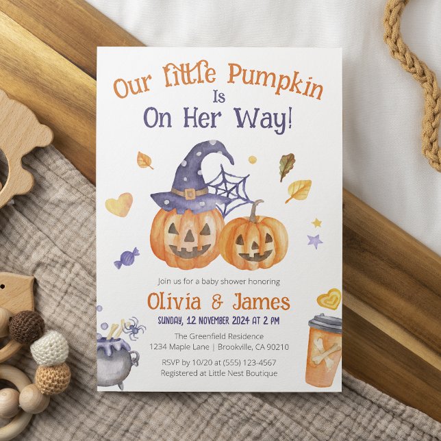 Invitación Cuta Cuta Cuta Cuidada Pequeña Calabaza Baby Showe (Subido por el creador)