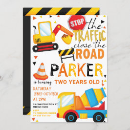 Invitación Cuta de cumpleaños de construcción