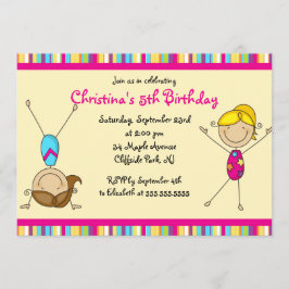 Invitación Cuta fiesta de cumpleaños gimnástica