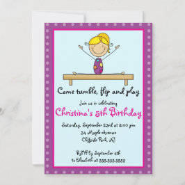 Invitación Cuta fiesta de cumpleaños gimnástica