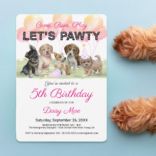 Invitación Cuta fiesta personalizada de cumpleaños del perro 
