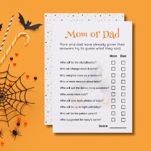 Invitación Cuta Halloween Baby Shower Adivina Quién es la tar