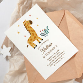 Invitación Cuta jirafa. Famoso cumpleaños de animales de safa