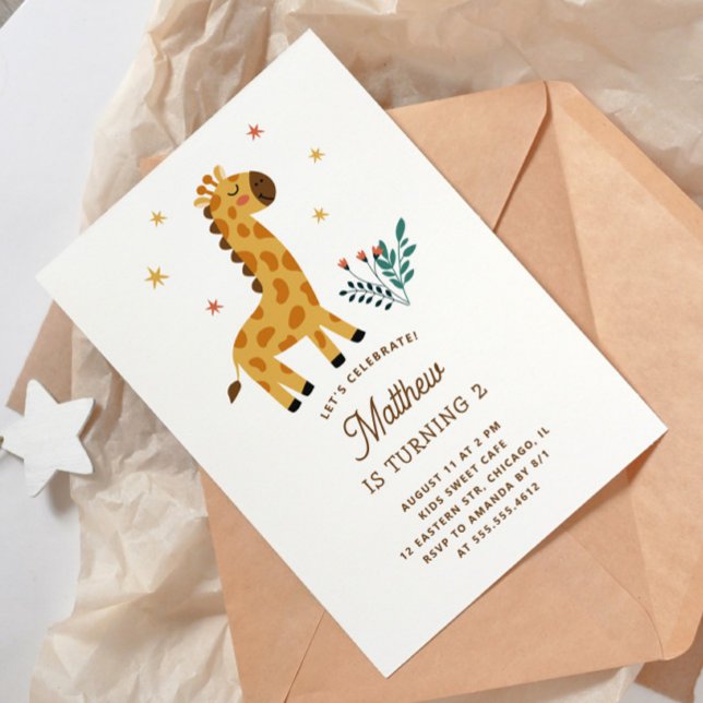Invitación Cuta jirafa. Famoso cumpleaños de animales de safa (Subido por el creador)