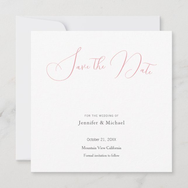 Invitación Cuta Minimalista profesional boda Guardar la fecha (Anverso)