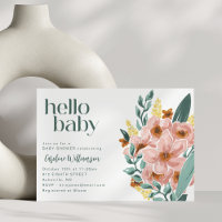 Cuta Mint Sage Pink Floral Hola Baby Shower