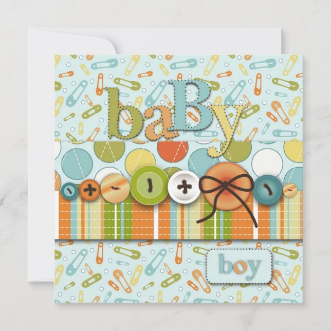 Invitación Cutáneo como un botón de bebé Baby Shower (Anverso)
