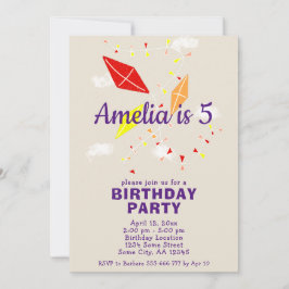 Invitación Cutas cometas en el cielo dibujando niños cumpleañ