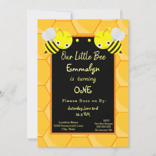Invitación Cute 1er cumpleaños Día de Abeja Miel