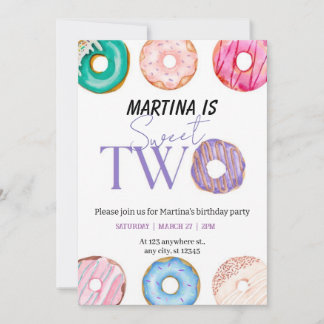 Invitación Cute 2ª fiesta de cumpleaños con el tema de dos du