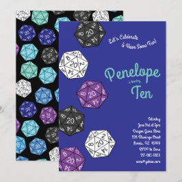 Invitación Cute 20 lados Juegos DND Niños Fiesta cumpleaños