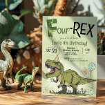 Invitación Cute 4-REX Funny Dinosaur Boy 4º Fiesta de cumplea<br><div class="desc">Esta tierna y ruidosa invitación a la fiesta de cumpleaños de los personalizados de dinosaurios con el gracioso titular "4-REX", y "RSVP to Mama-saurus" es la invitación perfecta para celebrar a tu pequeño amante de los Dinos! Personalice fácilmente la redacción frontal y posterior. ¿Necesita mover el texto o los gráficos...</div>