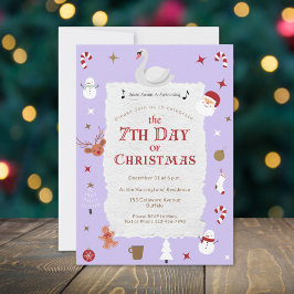Invitación Cute 7th Day of Christmas New Year's Eve Party