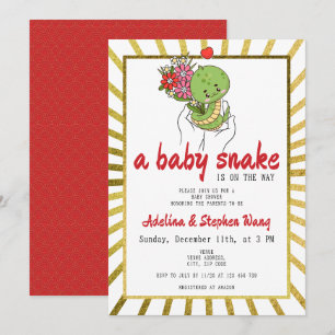 Invitación Cute A Baby Snake Está En Camino De La Baby Shower