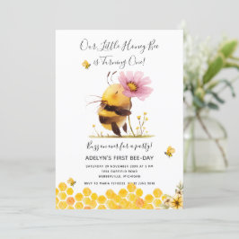 Invitación Cute Abeja Amarilla Daisy cumple un cumpleaños
