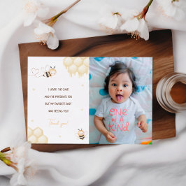 Invitación Cute Abeja Amarilla Miel Primer Día de Abeja Graci