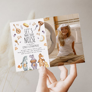 Invitación Cute acuarela Animales Africanos Foto de cumpleaño